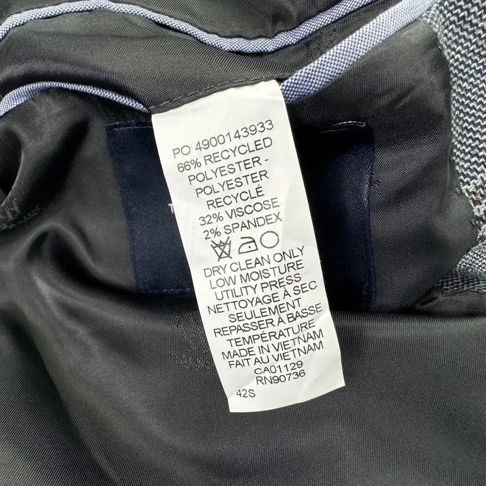 Tommy Hilfiger Mens TH Flex Conrad Modern Fit Check Sport Coat Gray Brown 42S